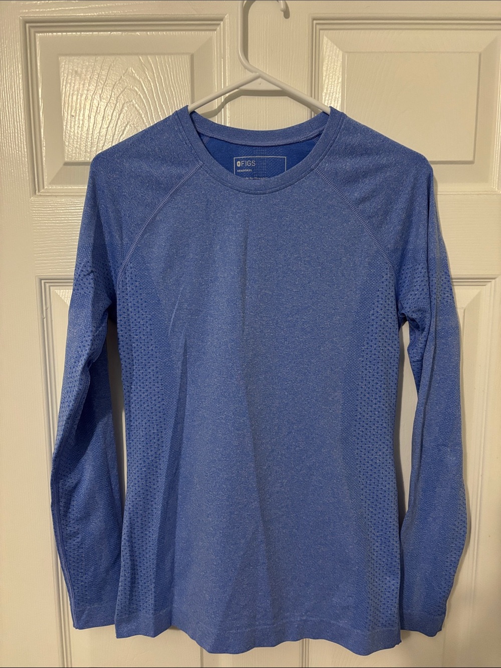 Figs Long Sleeve Crew - Heather Royal Blue